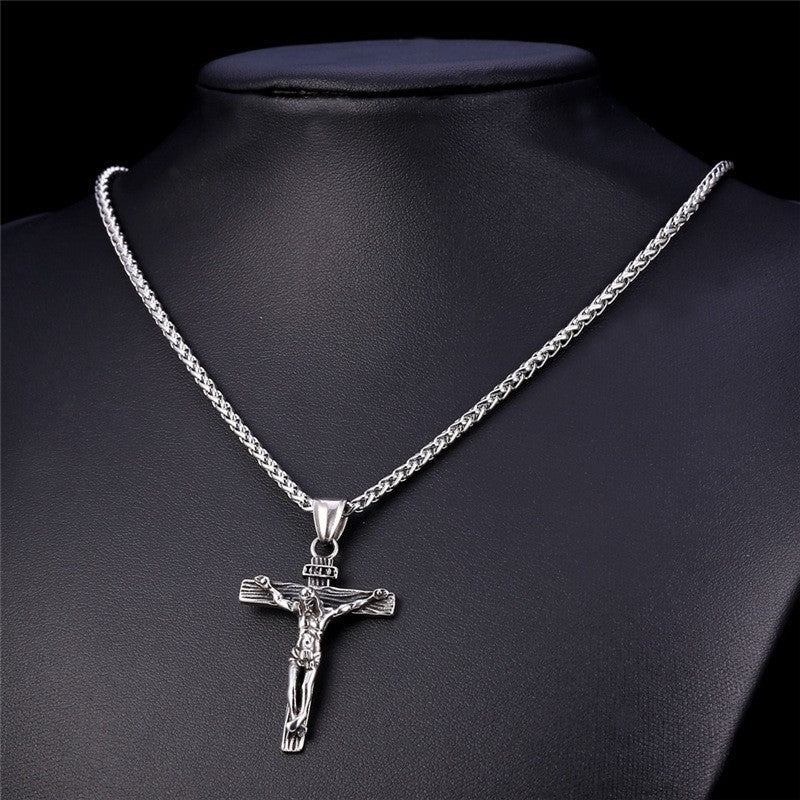 Vintage Cross Pendant Necklace for Men