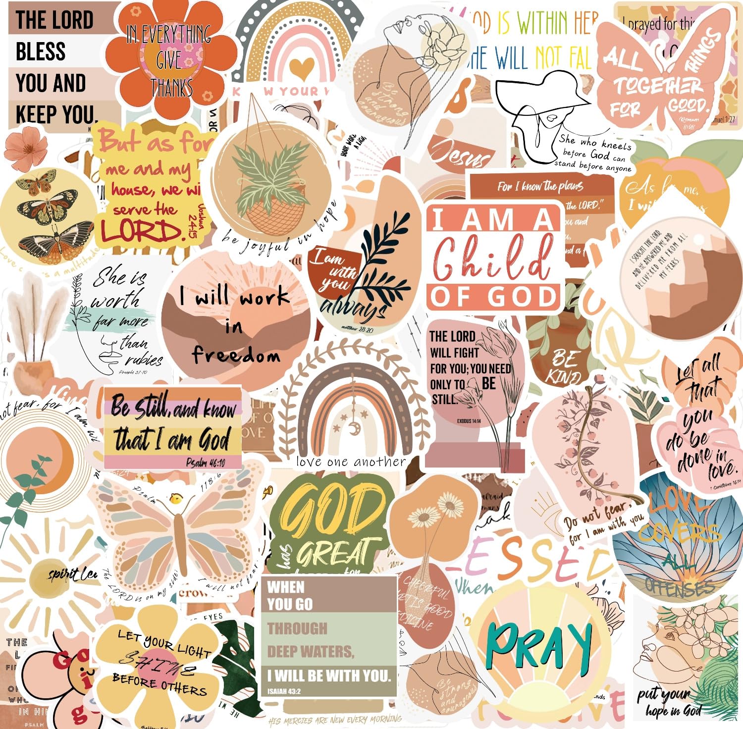 110pcs Prayer Board Bible Stickers Inspirational Boho Christian Stickers Prayer Board Supplies Kit Stickers for Water Bottles Journal Scrapbook Bible Study Supplies Christian Gifts for Kids